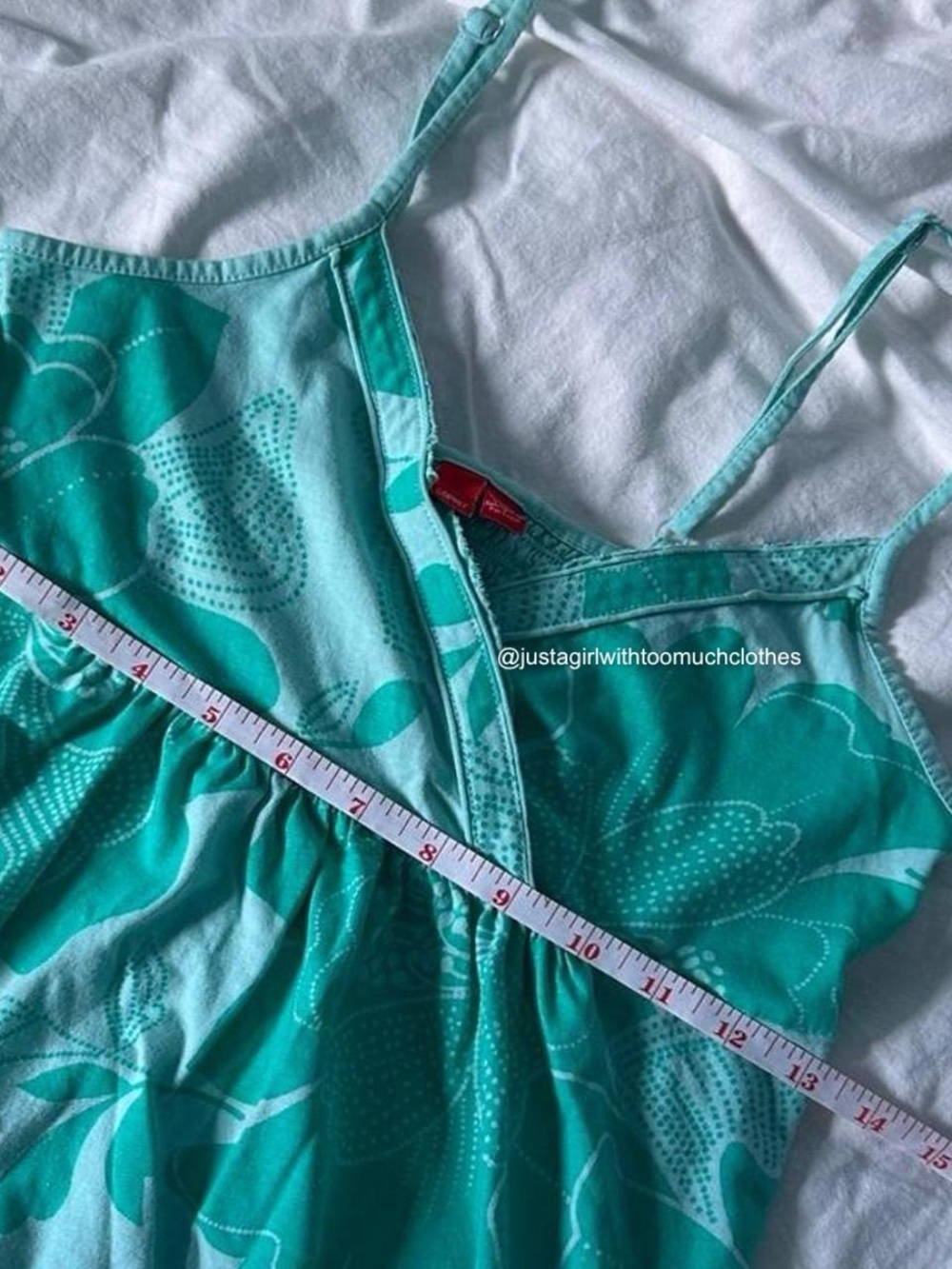 Turquoise Floral Cami Tank Top - Picture 2 of 6